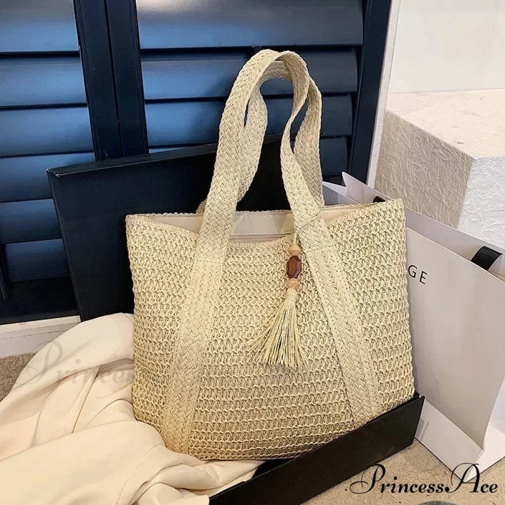 Stylish Women’s Straw Woven Shoulder Purse shoulder-250126