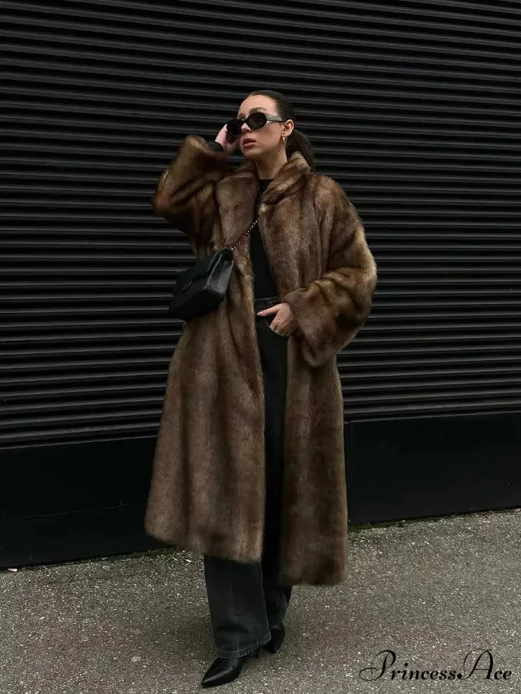 Stylish Woolen Cinched Long Sleeve Overcoat overcoats-241228