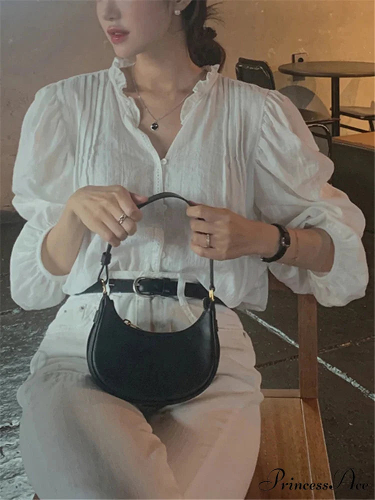 Sugary Balloon Sleeve Generous Retro Blouse blouse-250223