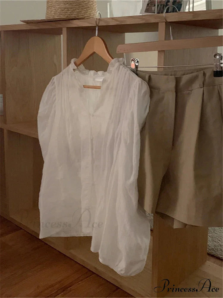 Sugary Balloon Sleeve Generous Retro Blouse blouse-250223