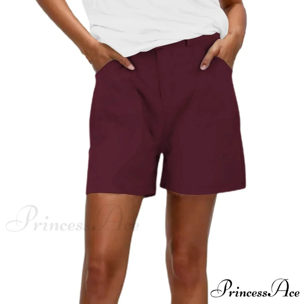 Summer Casual Chino Stretch Twill Regular Fit Hiking Short RED / S