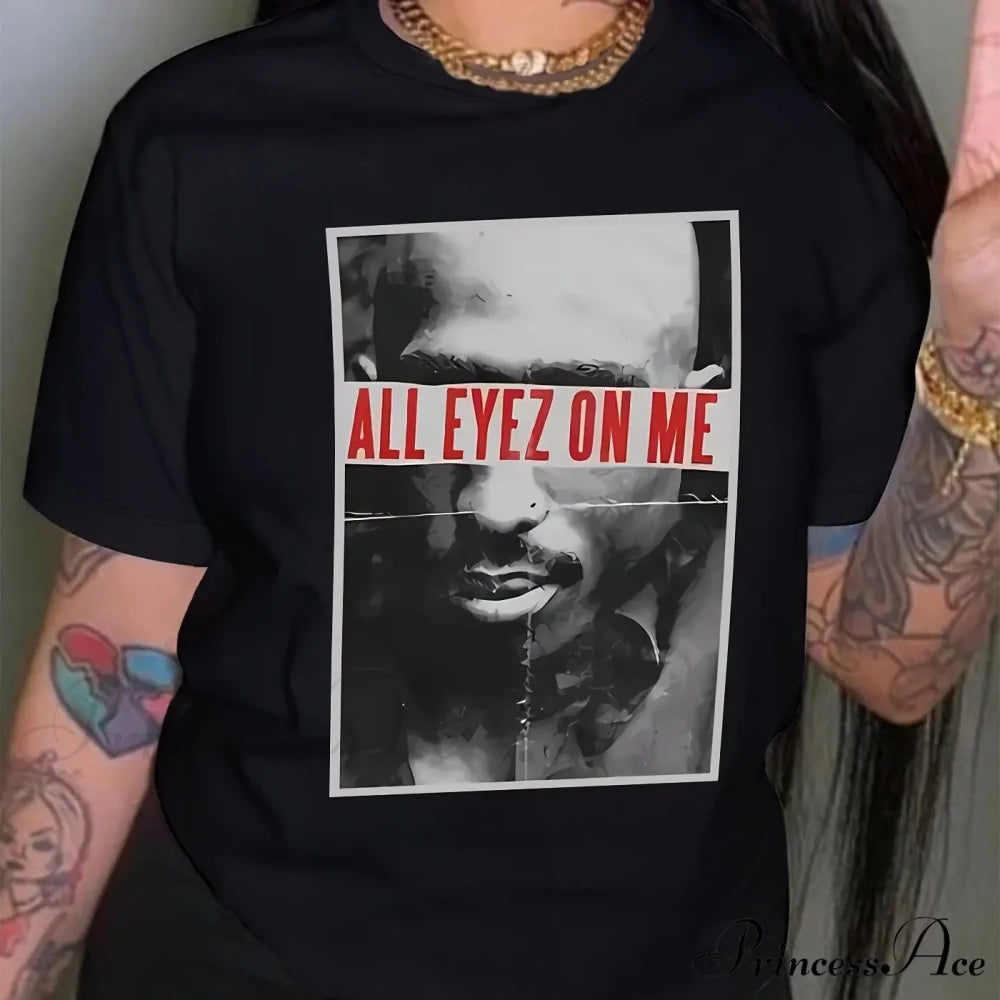 Summer Chic Semi-Sheer Unique Graphic Print Women’s Casual Crew Neck Knit Machine Washable T-shirt BLACK / S