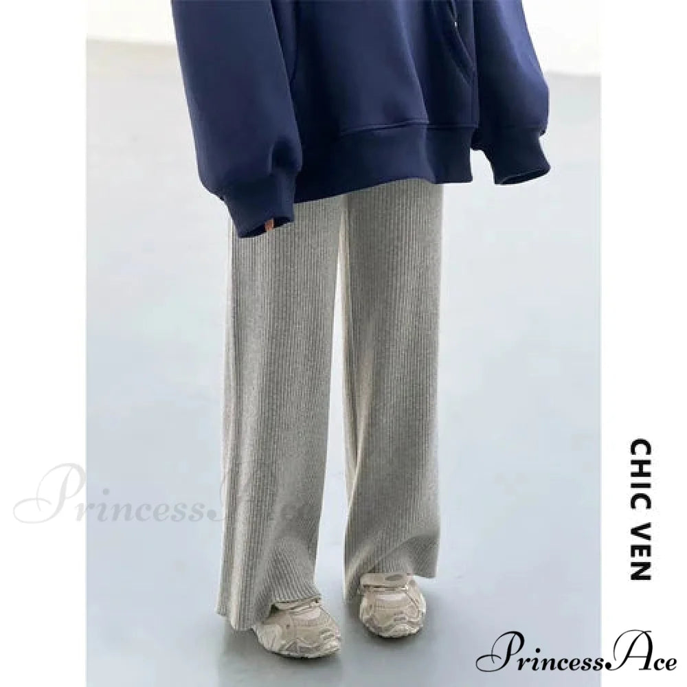 Summer Cotton Linen Wide Leg Full Length Casual Loose Waist Pants Light Gray / S