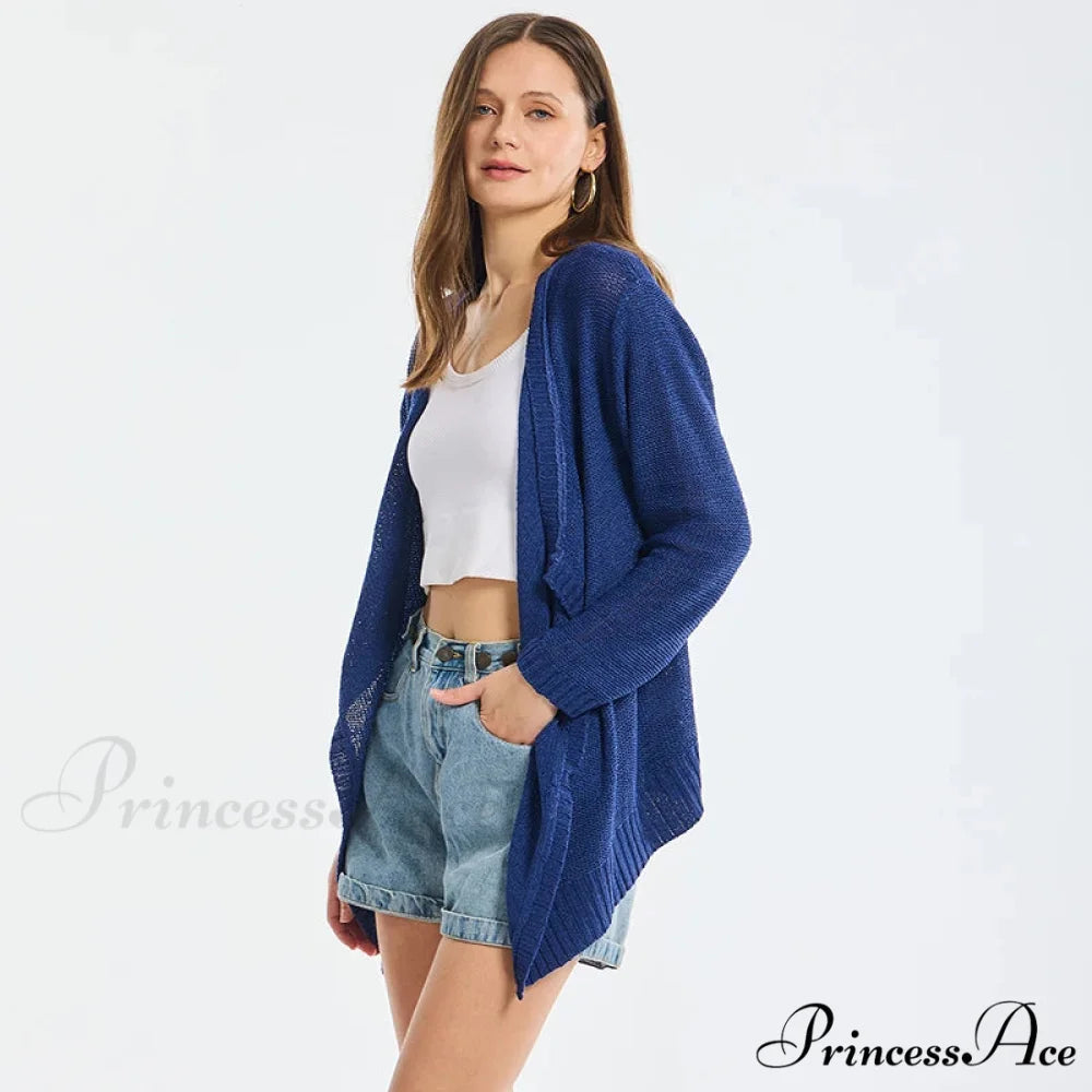 Summer Cozy Mesh Open Front Long Sleeve Comfortable Thin Fashionable Cardigan Sweater