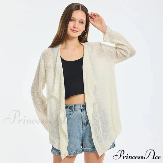 Summer Cozy Mesh Open Front Long Sleeve Comfortable Thin Fashionable Cardigan Sweater
