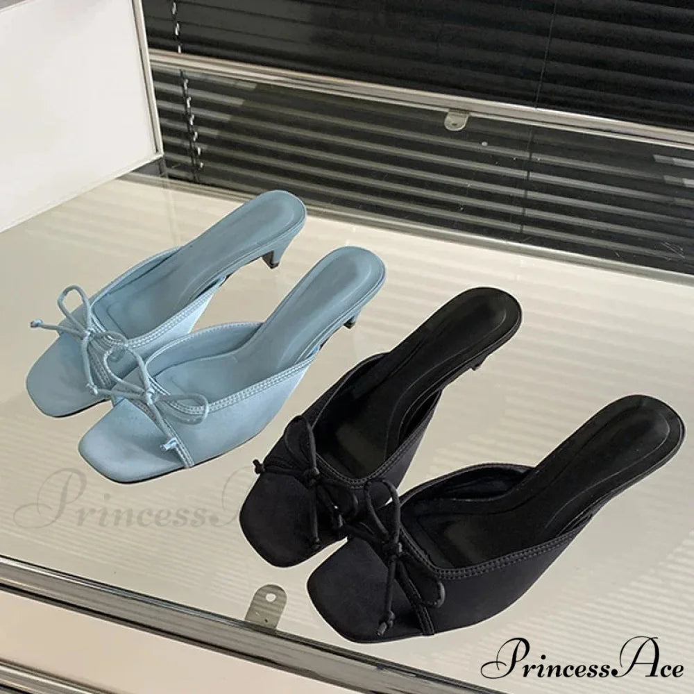 Summer Design Style Square Toe Fashion Butterfly-knot Low Heel Pump