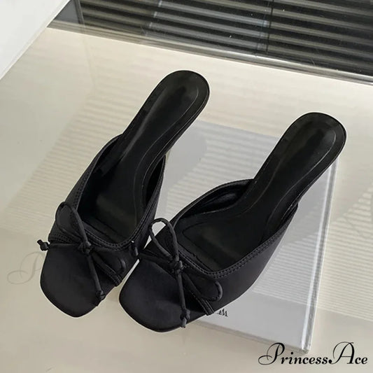 Summer Design Style Square Toe Fashion Butterfly-knot Low Heel Pump Black / 35