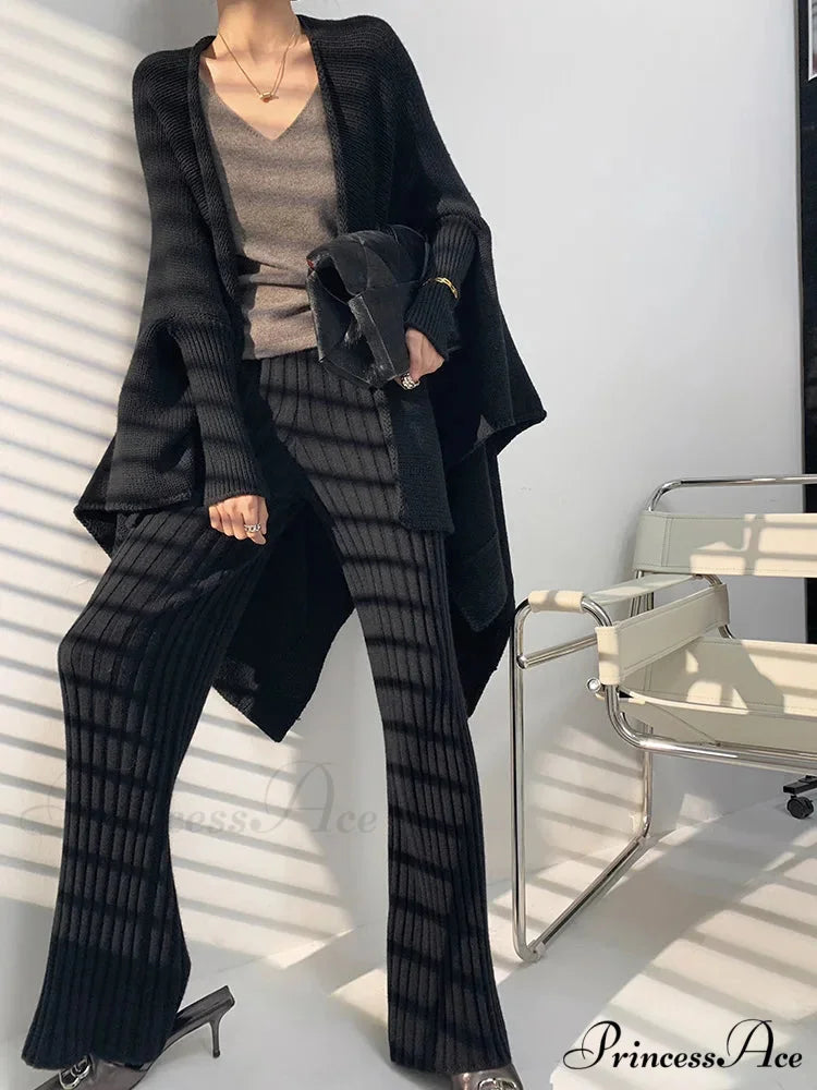 Summer Full Length Elastic Waist Yoga Slim High Waist Wide Leg Pants Black / One Size