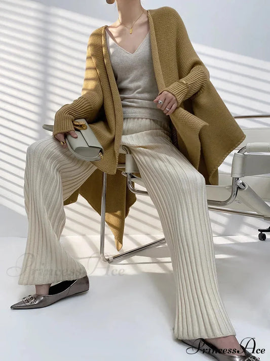 Summer Full Length Elastic Waist Yoga Slim High Waist Wide Leg Pants White / One Size