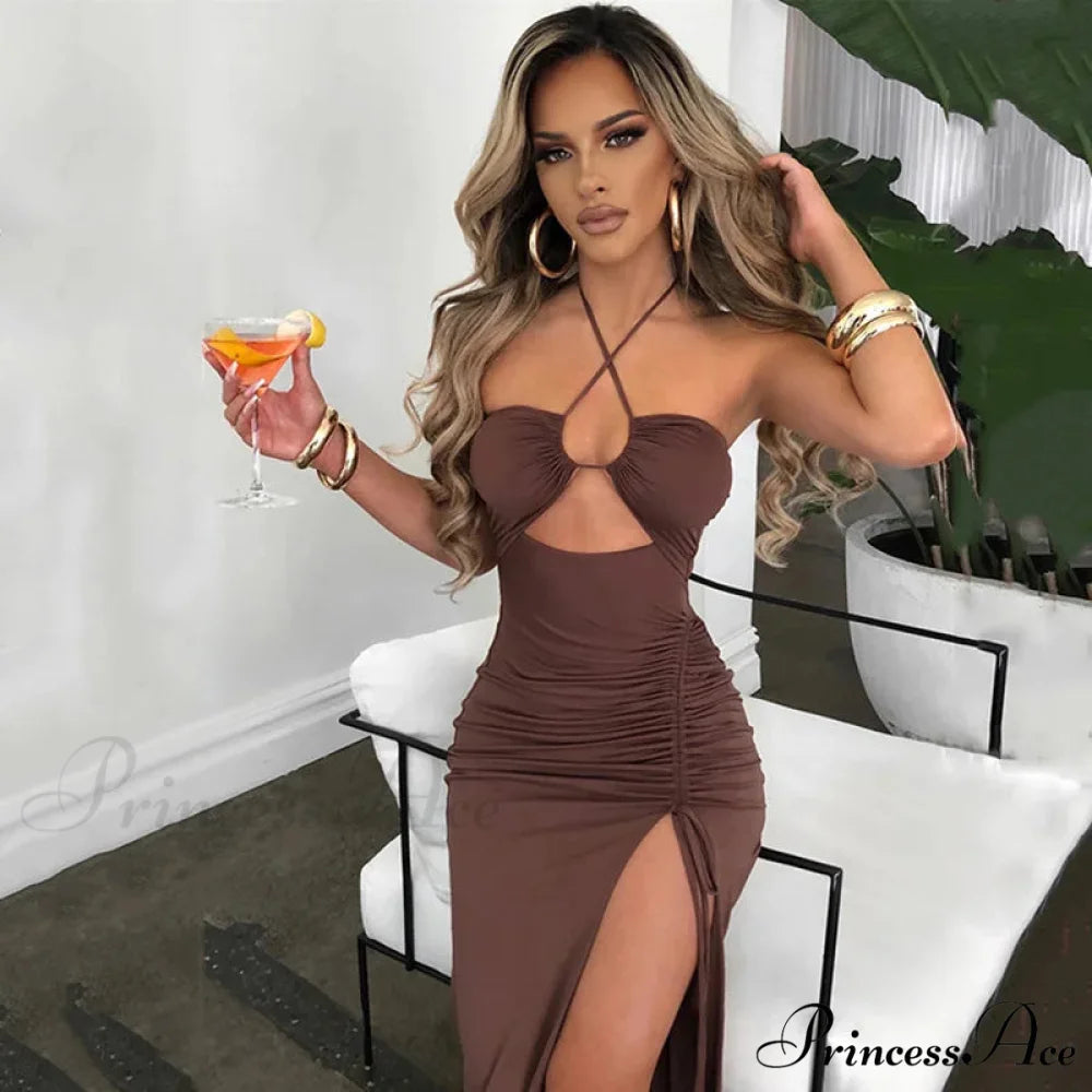 Summer Mid-length Skirt Versatile Elegant Female Fashion Vestidos Cut Out Dress