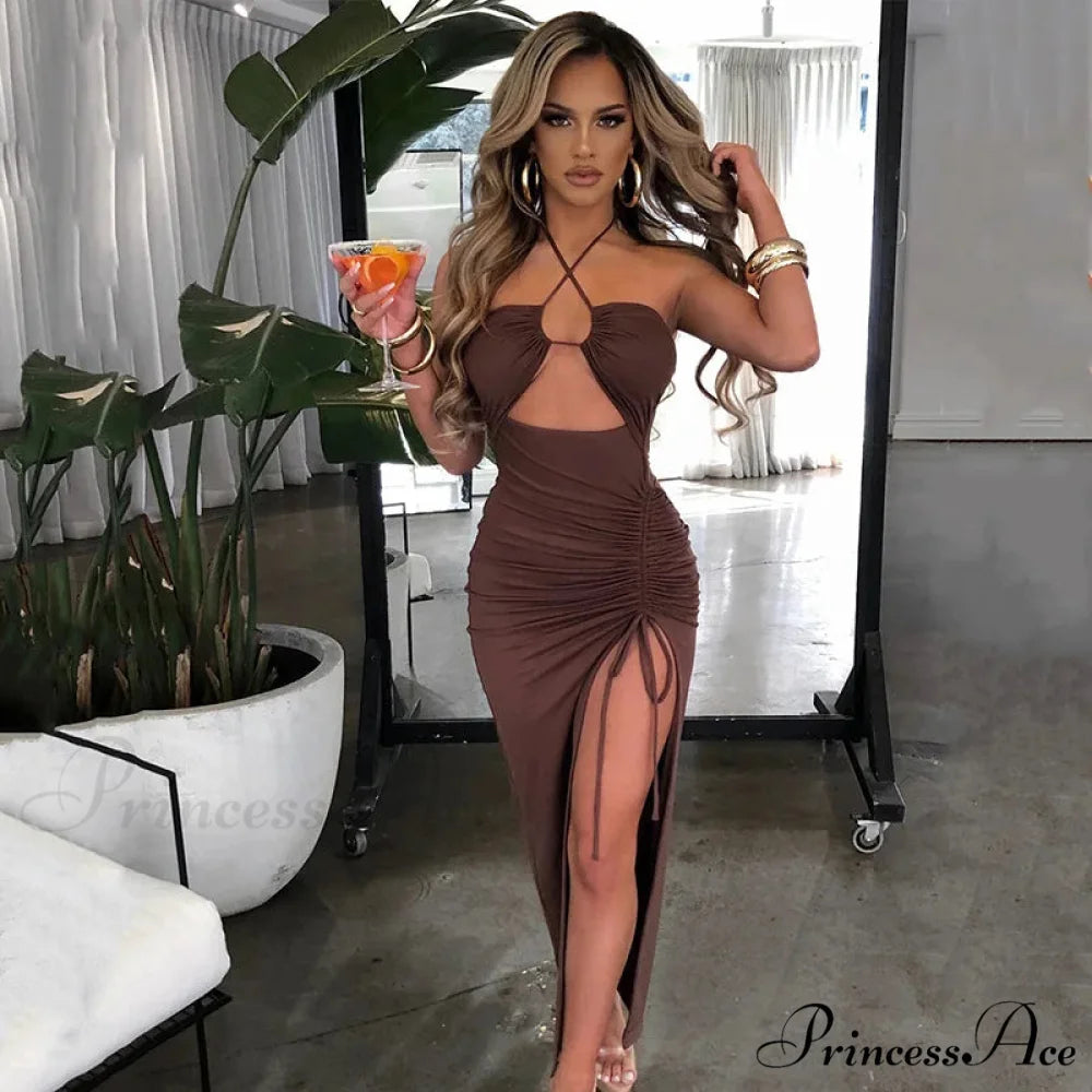 Summer Mid-length Skirt Versatile Elegant Female Fashion Vestidos Cut Out Dress