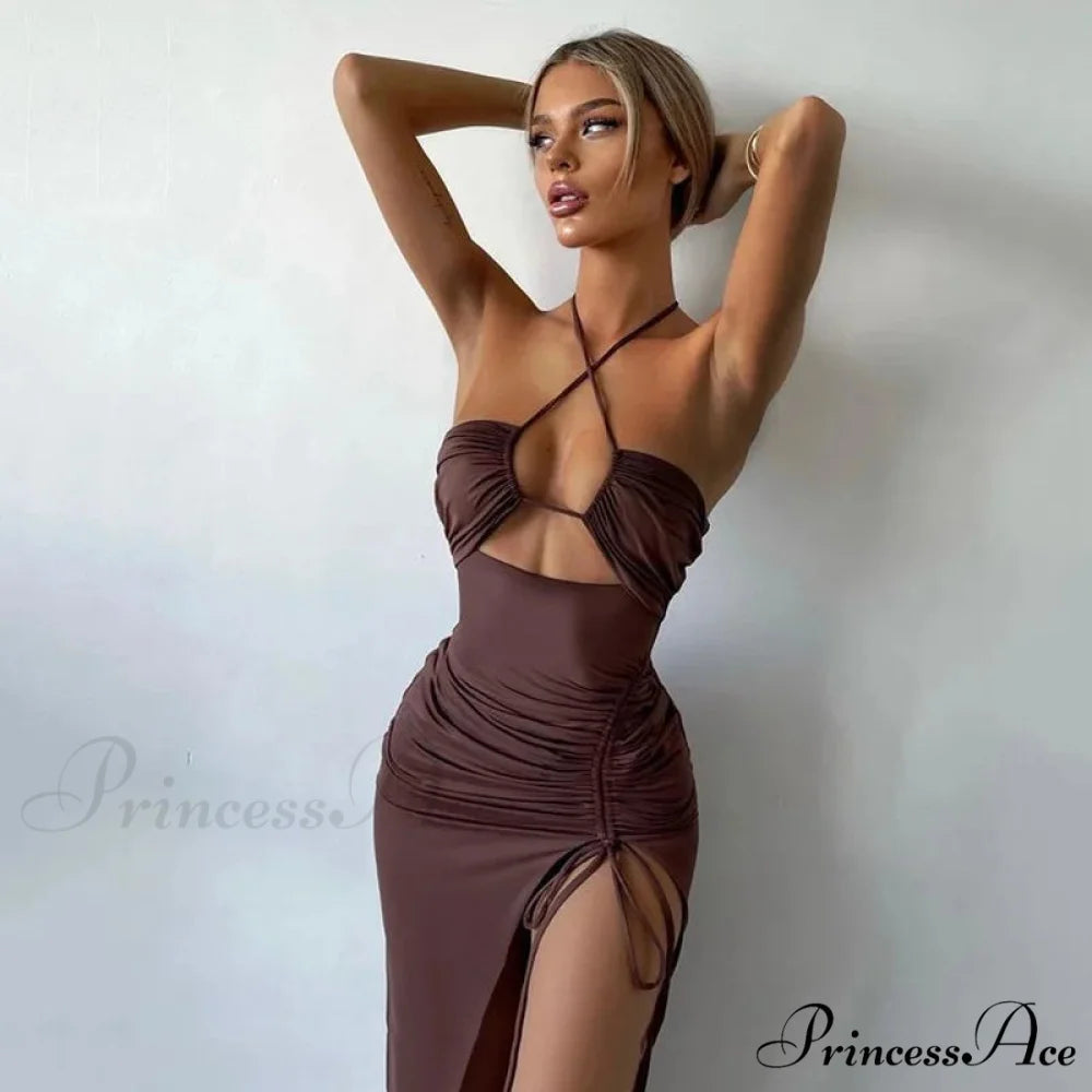 Summer Mid-length Skirt Versatile Elegant Female Fashion Vestidos Cut Out Dress