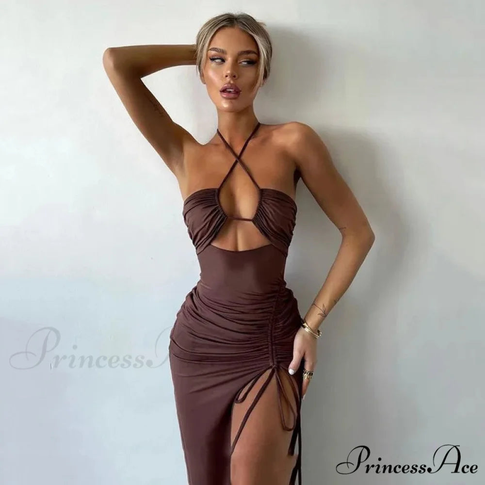 Summer Mid-length Skirt Versatile Elegant Female Fashion Vestidos Cut Out Dress