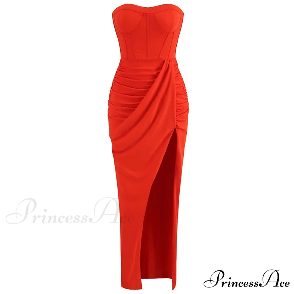 Summer New Women锟斤拷锟絪 Sexy Breast Wrapping Backless Dress Red Christmas Party Dress Red / S