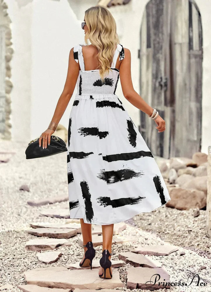 Summer Printed Maxi Sling Dress M / yellow