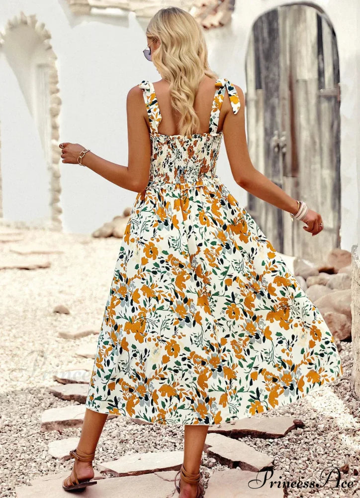 Summer Printed Maxi Sling Dress S / green