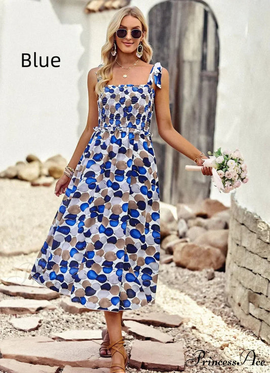 Summer Printed Maxi Sling Dress S / yellow