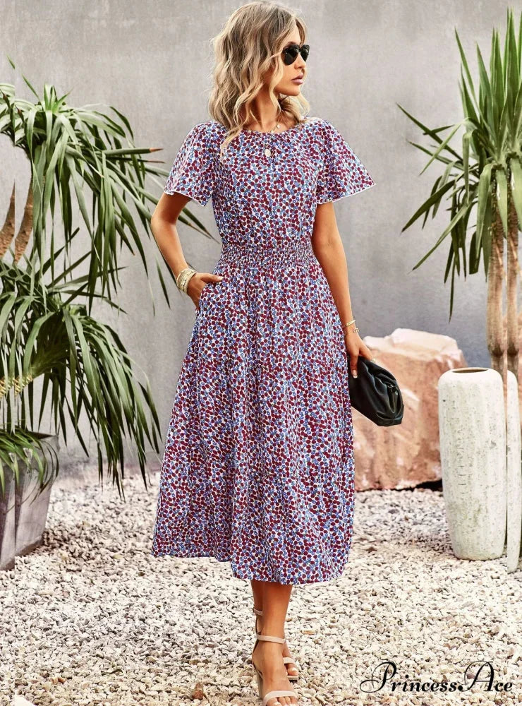 Summer Printed Short-Sleeve Dress S / black