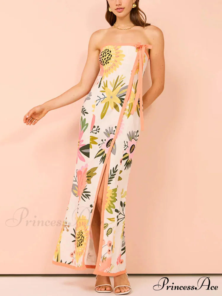 Summer Sexy Split Charming Wrap Printed Dresses