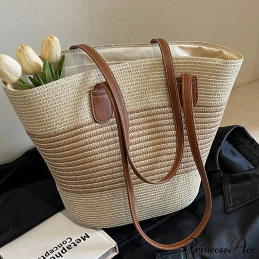 Summer Straw Bag Spacious Capacity Shoulder Bag shoulder-250126