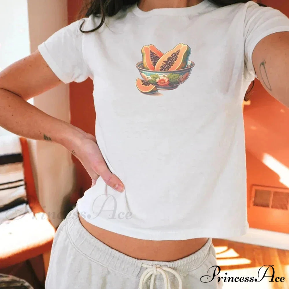 Summer Y2K Cherry Print T-shirt white3 / S t-shirt-250223