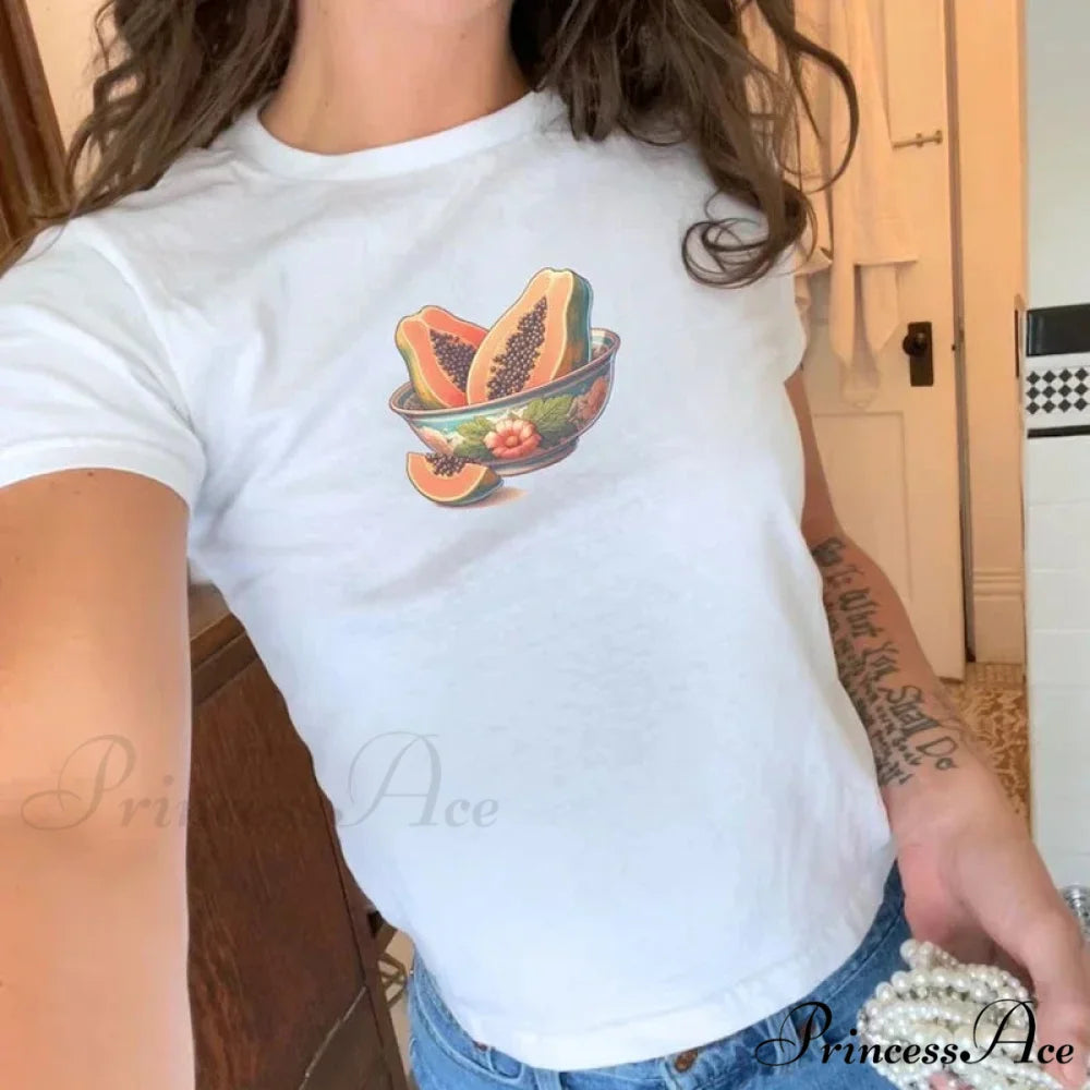 Summer Y2K Cherry Print T-shirt white5 / S t-shirt-250223