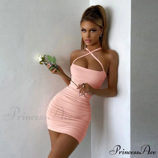 Sundresses Spaghetti Strap Evening Club Dress pink / S