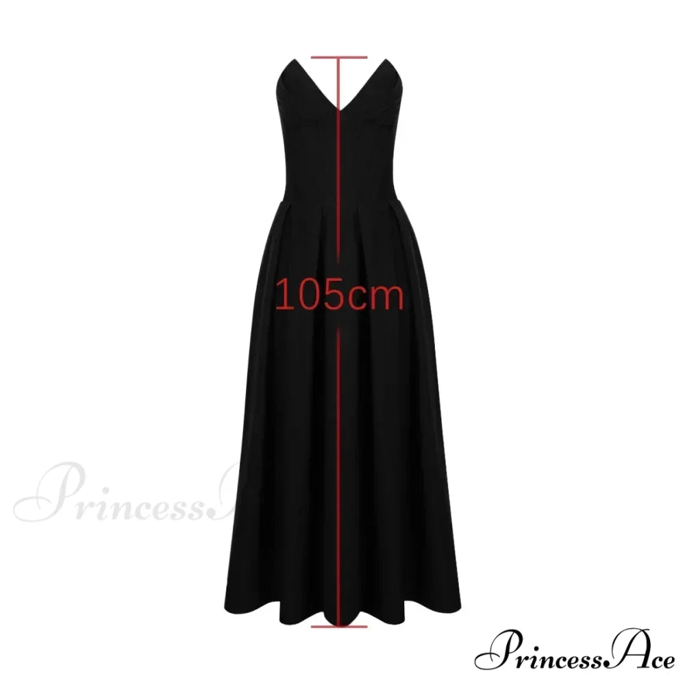 Suninheart Black Elegant Wedding Events Dress Sexy Strapless Corset Christmas Party Dress