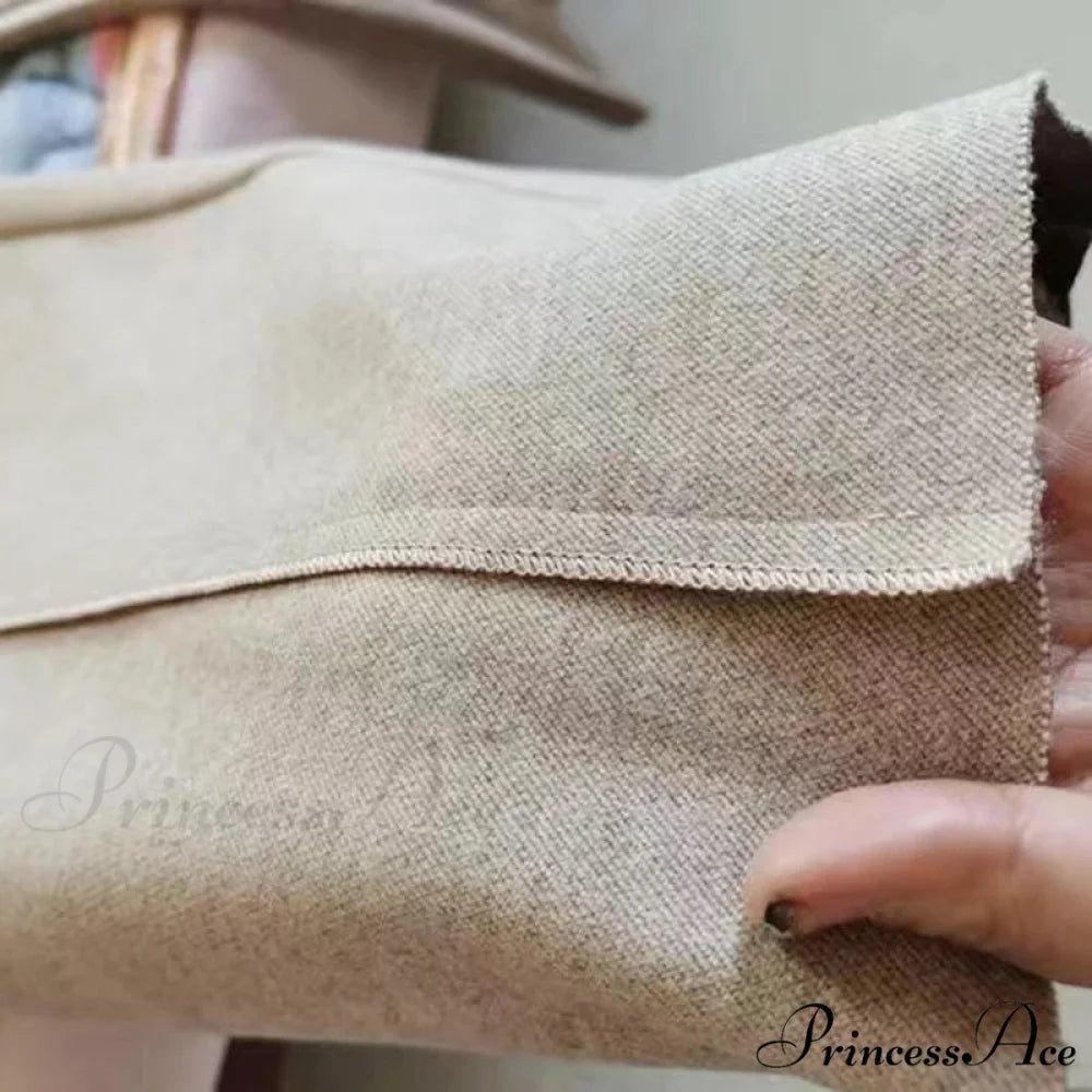 Super High Waist Wool Blend Warm Loose Cashmere Thick Woolen Pants