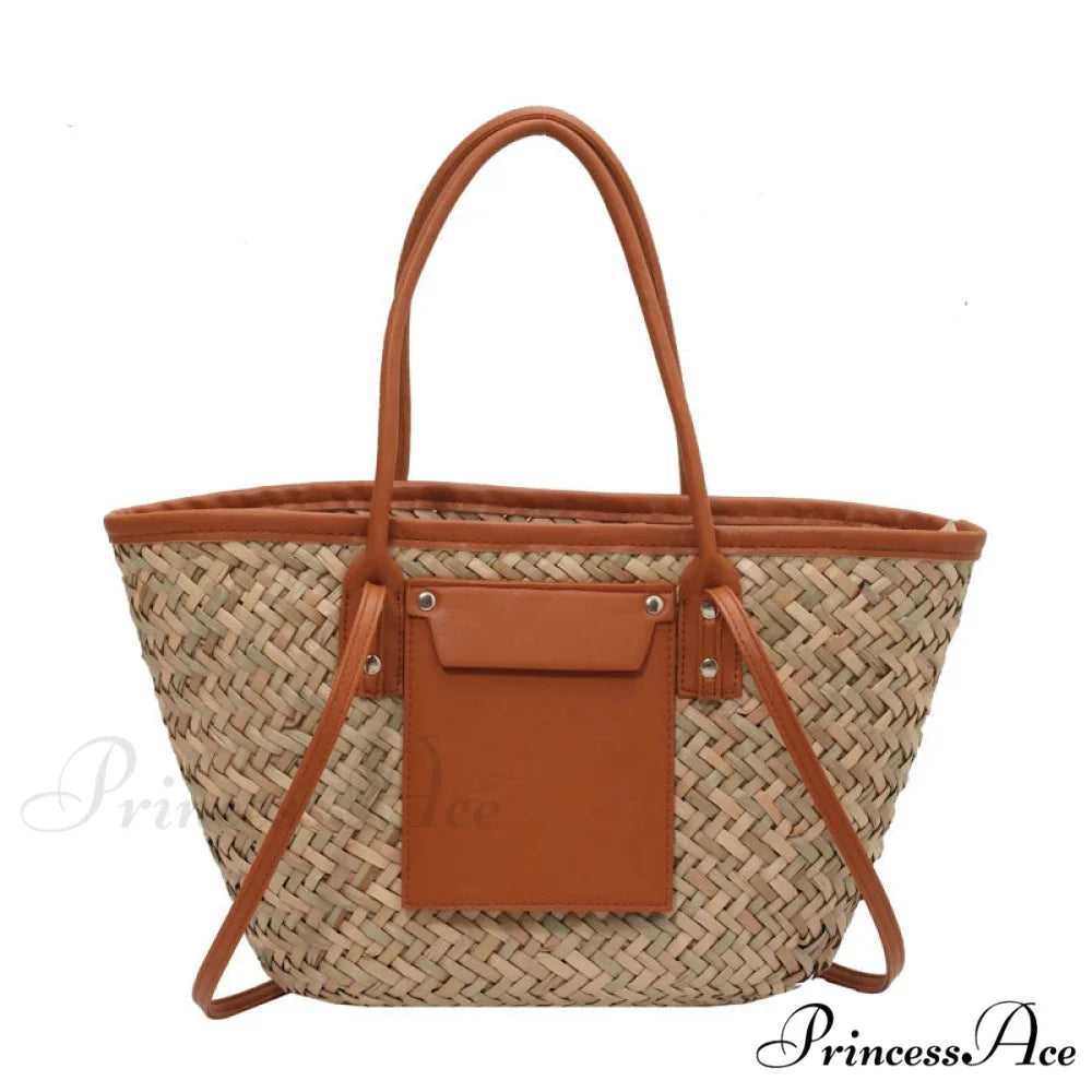 Superior Straw Summer Tote Beach Handbag Brown / 40X13X25CM handbag-250126