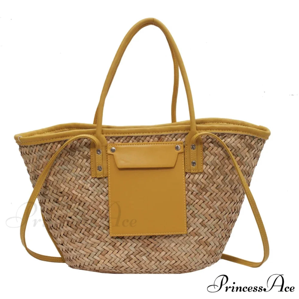 Superior Straw Summer Tote Beach Handbag Yellow / 40X13X25CM handbag-250126