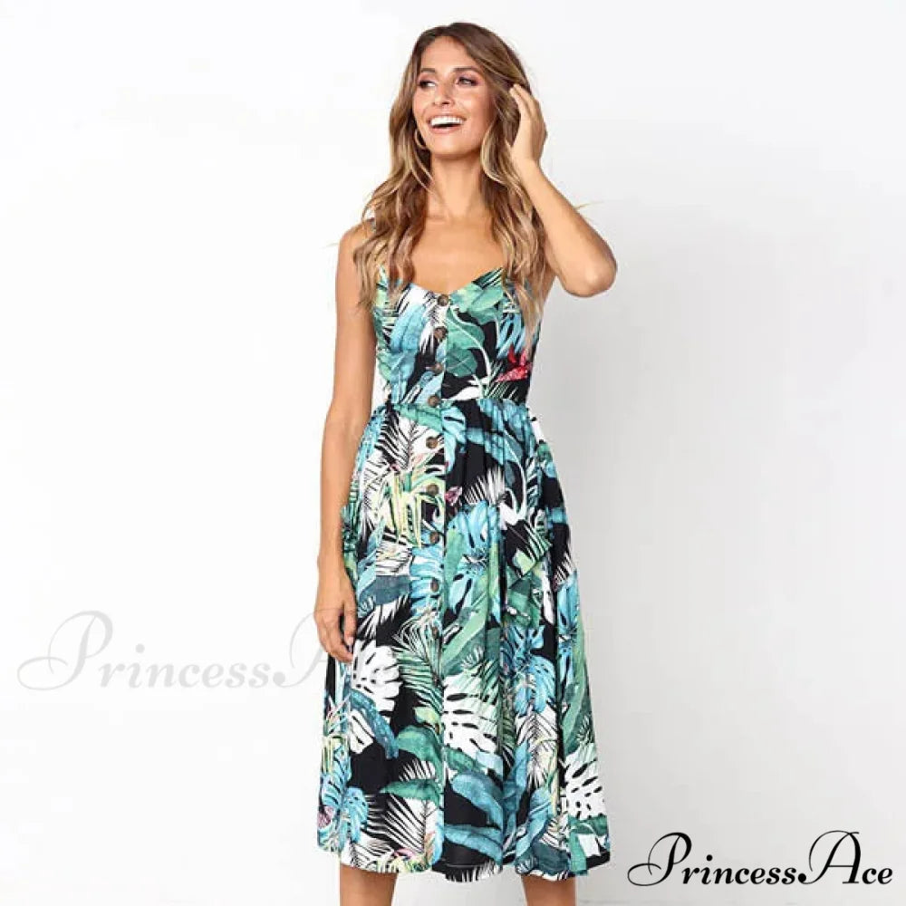 Suspend V-neck Sleeveless Floral Holiday Dress Decor / S oldfloraldress-250126