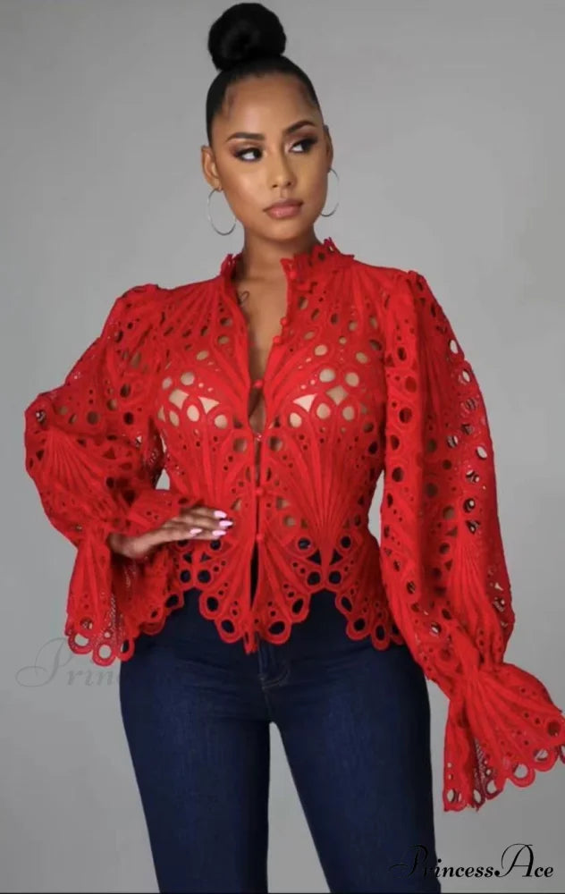Suzanna Lace Top Red / S