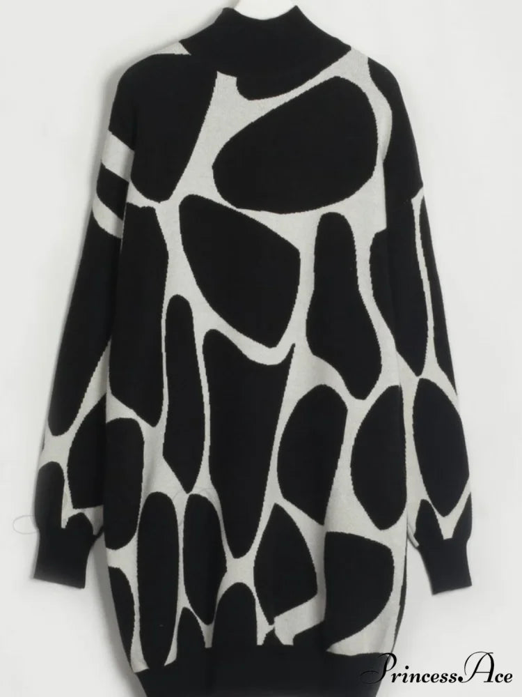 Sweater Gown with Mock Neck Contrast