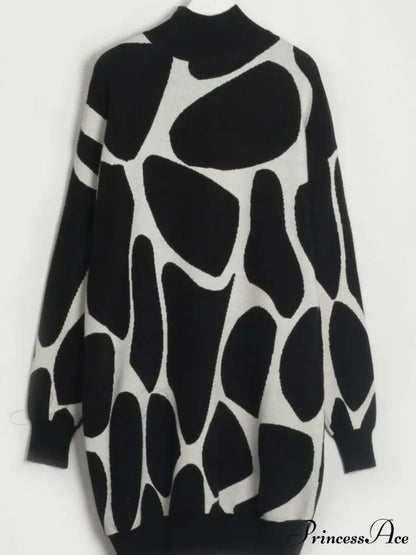 Sweater Gown with Mock Neck Contrast
