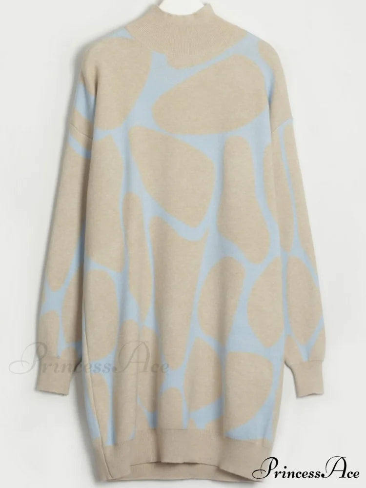Sweater Gown with Mock Neck Contrast