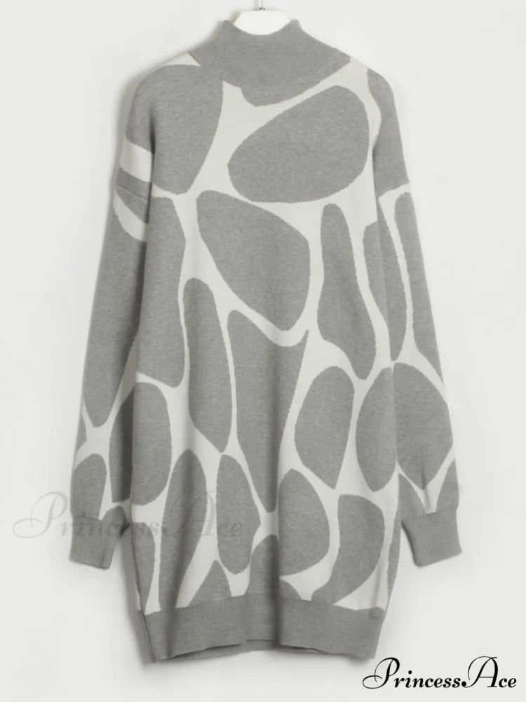 Sweater Gown with Mock Neck Contrast