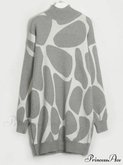 Sweater Gown with Mock Neck Contrast