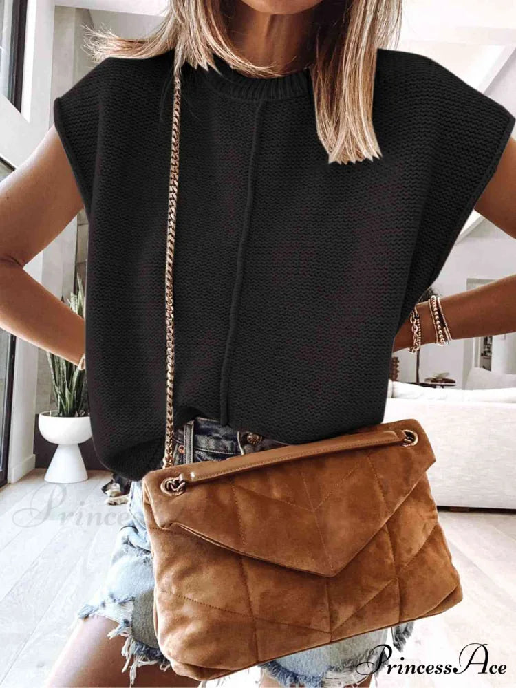 Sweater Sleeveless Vest Black / S