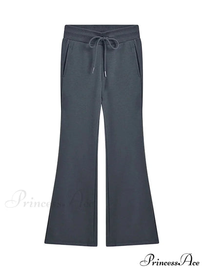 Sweatpants Low-waisted Black Grey Drawstring Flare Streetwear Quality Pants