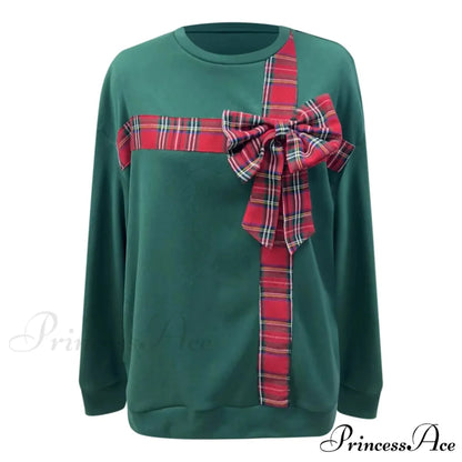 Sweet Big Bow Chic Long Sleeve Tunic Y2K Christmas Hoodie Christmas Hoodies-L