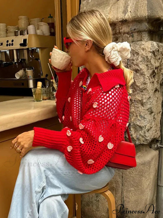 Sweet Handmade Elegant Stylish Fashionable Cozy V-neck Lantern Sleeve Warm Sweater