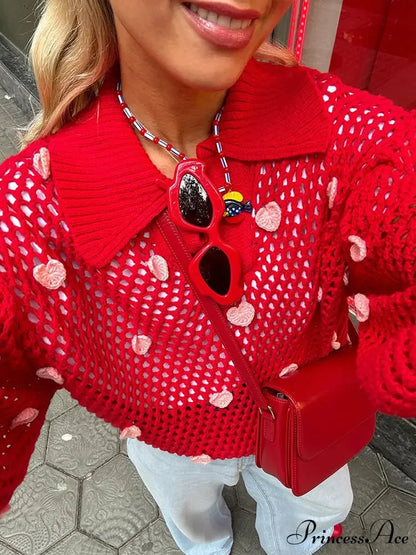 Sweet Handmade Elegant Stylish Fashionable Cozy V-neck Lantern Sleeve Warm Sweater