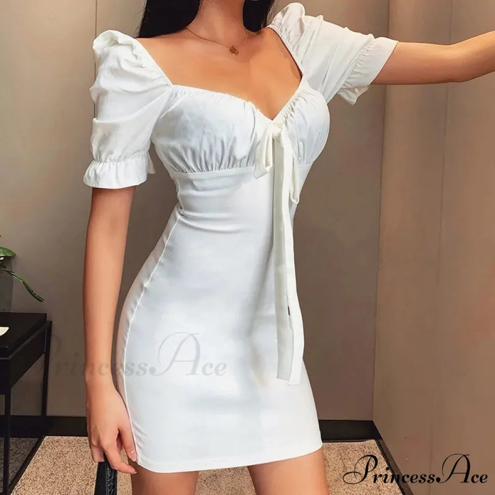 Sweet Moments Puff Charming Sleeve Mini Dress IVORY / S