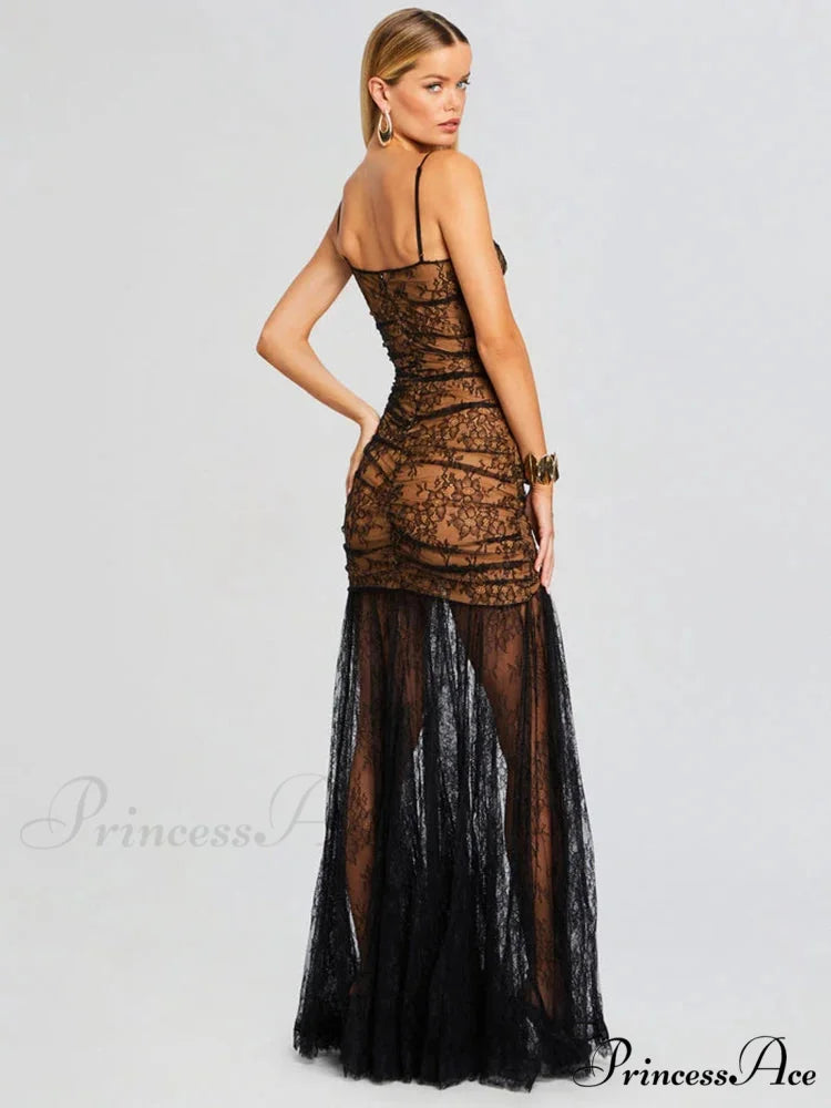 Sweetheart Neckline Lace Mermaid Party Dress Black / XS