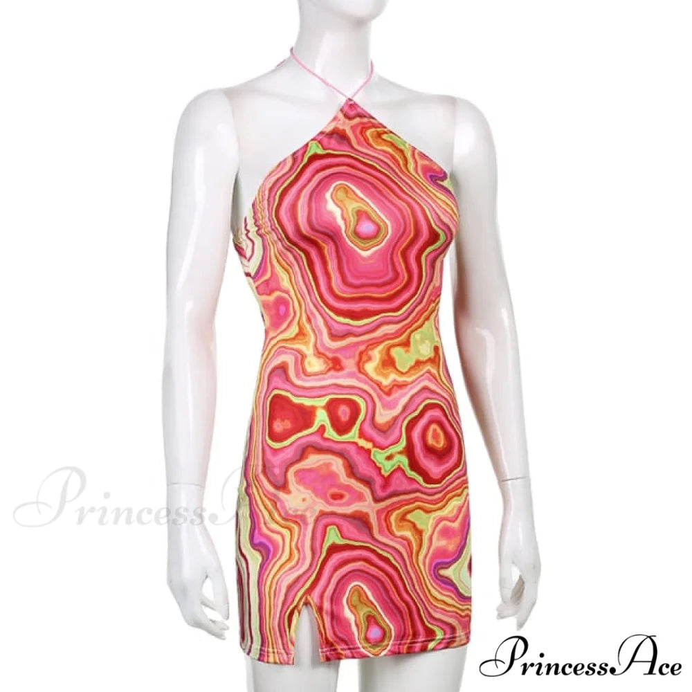 Sweetown Patchwork Lace Edge Cute Dress orange red / S