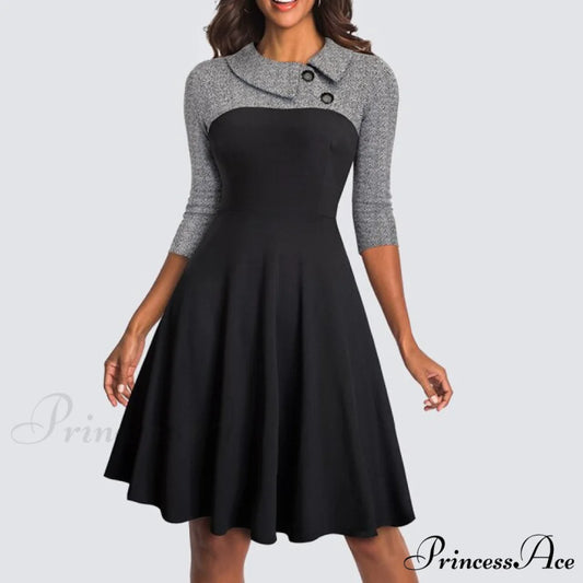 Swing Skater Work Office Casual Dress Gray / S