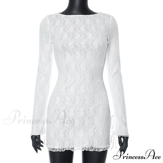 Sydney Formal Sequin Charming Scroll Mini Dress WHITE / S