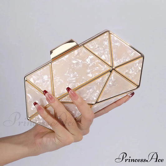 Synonyms for the adjectives in the title: - Acrylic: transparent - Metal: metallic - Diamond: gemstone - Evening: