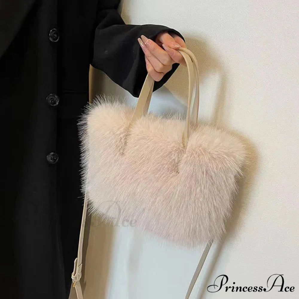 Synthetic Fur Soft Bucket Tote Winter Crossbody Shoulder Purse handbag-250126